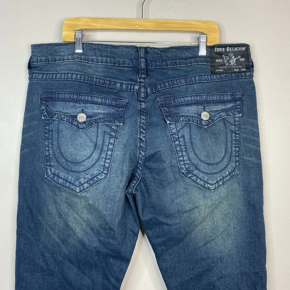 TRUE RELIGION Geno Relaxed Slim Jeans Men's Size 40x31‎ Dark Wash Denim (Flaw)